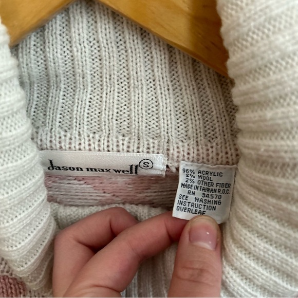 Vintage Jason Maxwell Chunky Fair Isle Turtleneck Sweater Size Small - Picture 2 of 5
